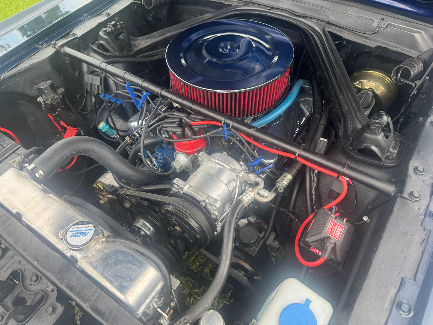 1966 Mustang Blue Coupe White Stripes