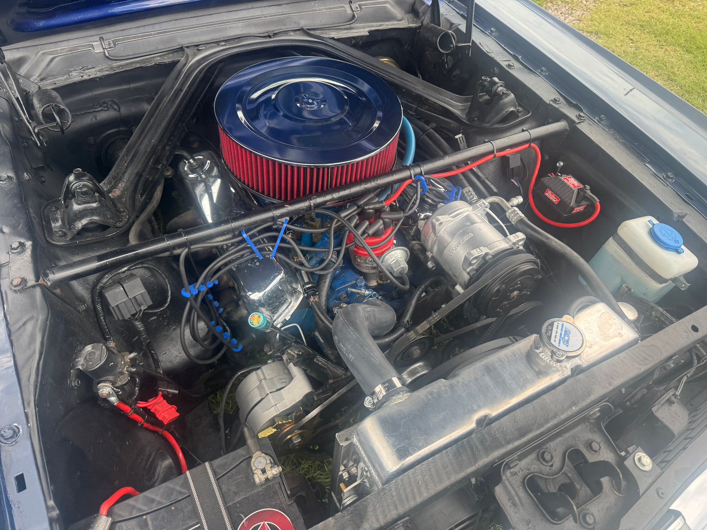 1966 Mustang Blue Coupe White Stripes