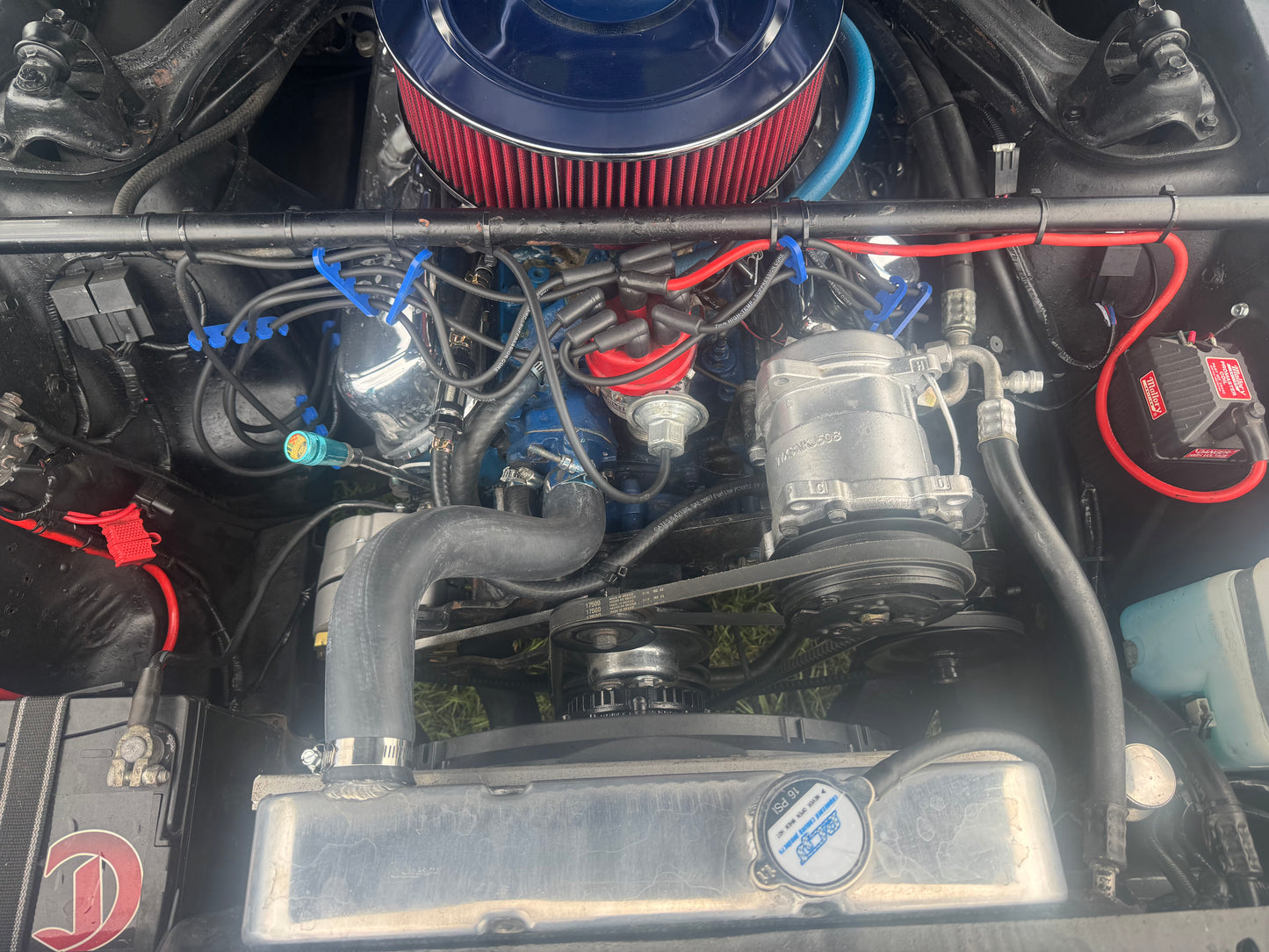 1966 Mustang Blue Coupe White Stripes