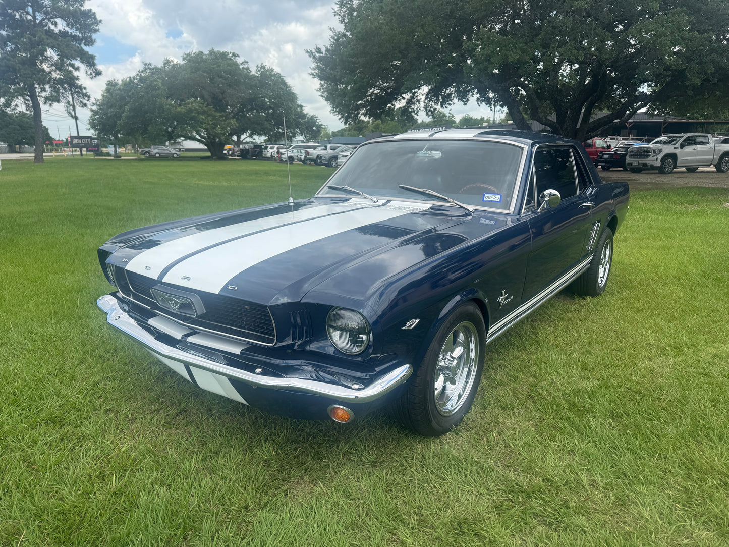 1966 Mustang Blue Coupe White Stripes