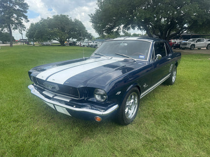 1966 Mustang Blue Coupe White Stripes