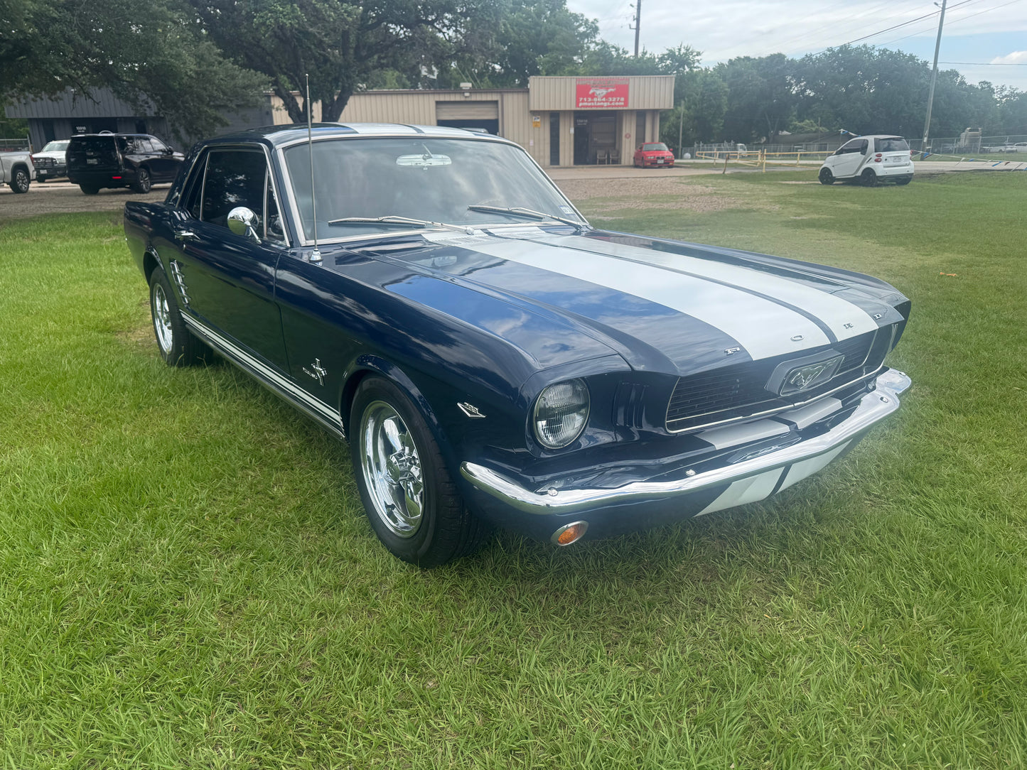 1966 Mustang Blue Coupe White Stripes