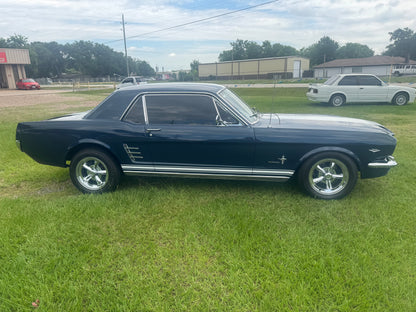 1966 Mustang Blue Coupe White Stripes