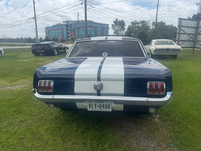 1966 Mustang Blue Coupe White Stripes