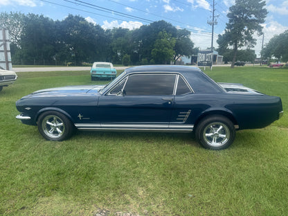 1966 Mustang Blue Coupe White Stripes
