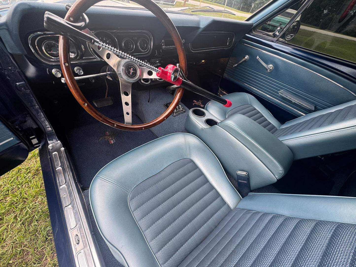 1966 Mustang Blue Coupe White Stripes