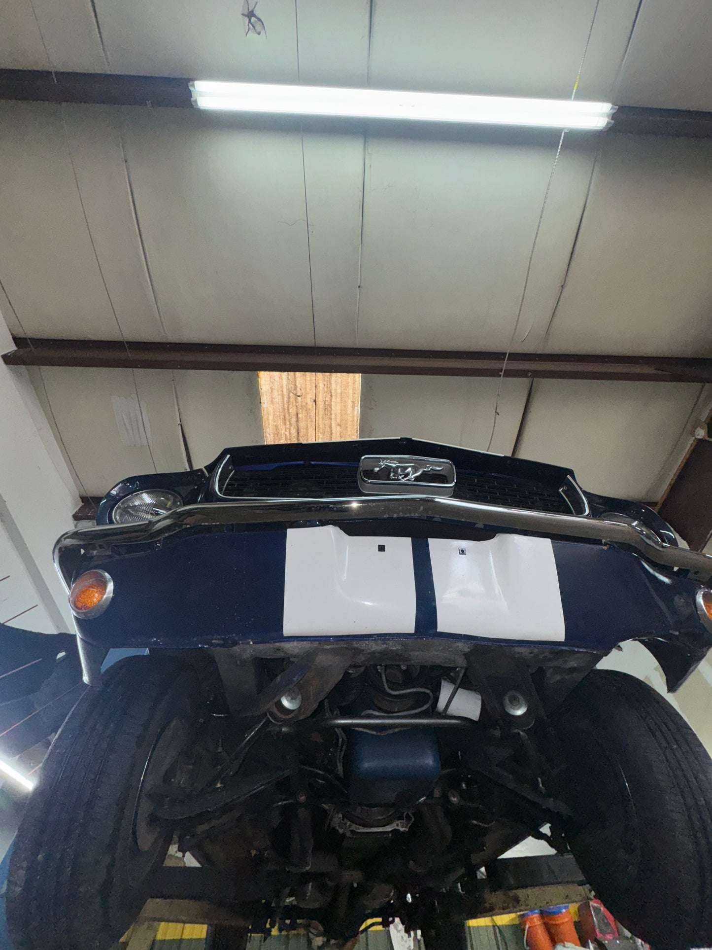 1966 Mustang Blue Coupe White Stripes